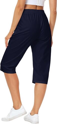 Women Yoga Capri Pants Comfy Drawstring Lounge Sweatpants with Side Pockets in Saudi Arabia