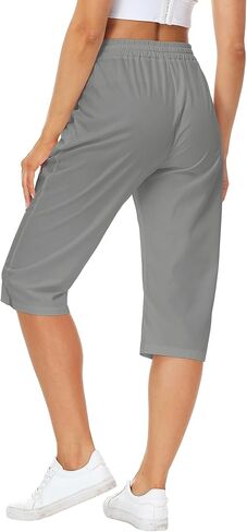 Women Yoga Capri Pants Comfy Drawstring Lounge Sweatpants with Side Pockets in Saudi Arabia