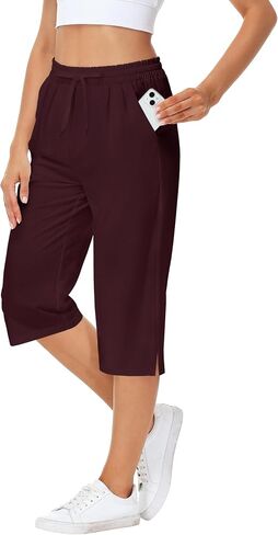 Women Yoga Capri Pants Comfy Drawstring Lounge Sweatpants with Side Pockets in Saudi Arabia