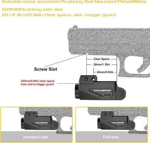 500 Lumens Green Pistol Light for Glock，Mini Pistol Flashlight Picatinny Rail Mounted USB-TypeC Rechargeable Weapon Light, Aluminum Tactical Flashlight for gun with Strobe Function Fits Taurus Black in Saudi Arabia