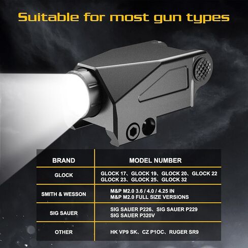 500 Lumens Green Pistol Light for Glock，Mini Pistol Flashlight Picatinny Rail Mounted USB-TypeC Rechargeable Weapon Light, Aluminum Tactical Flashlight for gun with Strobe Function Fits Taurus Black in Saudi Arabia