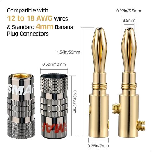 مقابس الموز لأسلاك السماعات ، موصلات مكبرات صوت مطلية بذهب 24 كيلو ، 6 أزواج/ 12pcs مجموعة قابس الموز in Kuwait