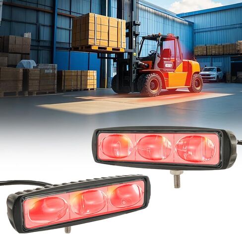 9-Bead Red Forklift LED Warning Light, High-Intensity Forklift Safety Light with Lens & Aluminum Housing, Adjustable Mount for Easy Installation, DC 12-80V for Warehouse & Industrial Use (2Pcs) in Saudi Arabia