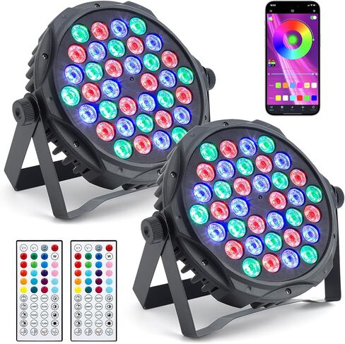 ضوء بلوتوث بار، 36 مصباح LED للحفلات مع جهاز تحكم بالأشعة تحت الحمراء، أضواء دي جي مع صوت الموسيقى المنشط، ضوء غامر موقوت مع مروحة مناسبة للحفلات العائلية، استوديو الموسيقى، عبوتان in Saudi Arabia