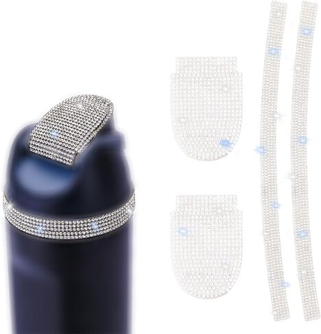 4pcs Rhinestone Stickers Charms for Owala, Sparkling Water Bottles Stickers Decorative Bottle Accessories Decoration Compatible with Owala FreeSip 16 24 32 40 oz (White) in Saudi Arabia