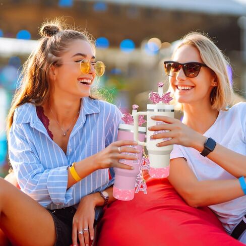 مجموعة إكسسوارات أكواب وردية من Mity Rain مكونة من 7 قطع لكأس ستانلي، وديكورات الأحرف الأولى لأكواب ستانلي سعة 30 أونصة و40 أونصة (أ) in Kuwait