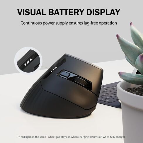 Vertical Mouse Wireless, 2.4G Rechargeable Mouse with Battery Indicator,4 Level DPI,Ergonomic Design for Comfort and Reduced Wrist Strain, Ideal for Home,Office Use,Matte Black in Saudi Arabia