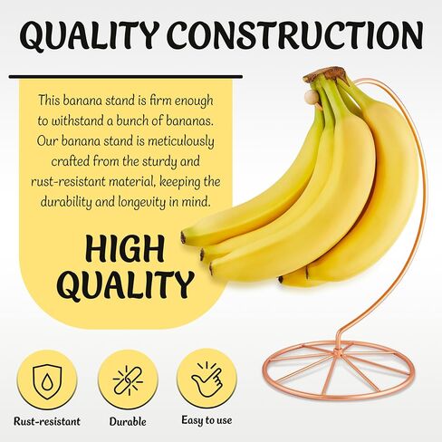 Homeries Banana Holder Modern Banana Rack Hanger Tree Stand Hook for Kitchen Countertop. Copper Banana Holder Keeper Stand (Copper) in Kuwait