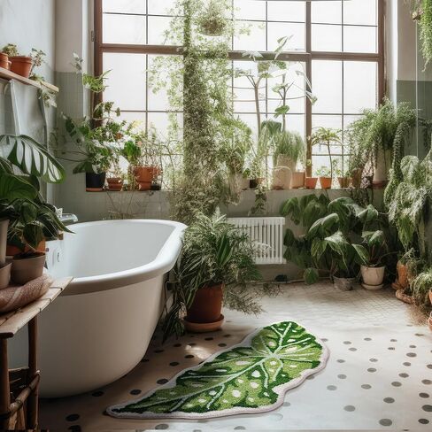Panstar Green Leaf Bath Hat ، Wanana Leaf Plant Bathner Brud Brug غير قسيمة أوصت راحة على شكل نخيل على شكل حوض استحمام الحمام. in Kuwait
