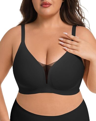 Womens Wireless Bras Mesh Seameliess Married for Barge Bust Coverage Full Pose Up لا ملابس داخلية كل يوم حمالات كل يوم in Kuwait