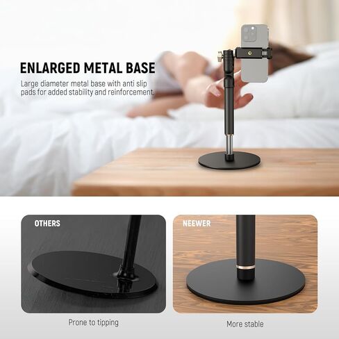 NEEWER Basics Cell Phone Stand for Desk, Adjustable Phone Holder Clamp with Weighted Metal Base, Office Table Phone Mount Compatible with iPhone 16 15 Pro Max Plus Samsung for Video Recording, ST006 in Saudi Arabia