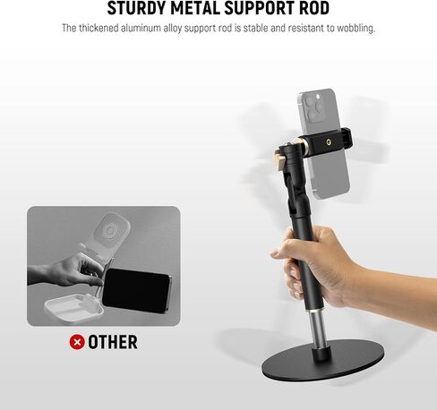 NEEWER Basics Cell Phone Stand for Desk, Adjustable Phone Holder Clamp with Weighted Metal Base, Office Table Phone Mount Compatible with iPhone 16 15 Pro Max Plus Samsung for Video Recording, ST006 in Saudi Arabia