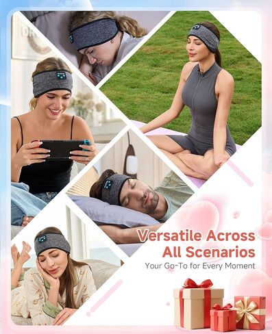 Perytong Sleep Headphones Bluetooth Headband, No Pressure for Ear, Headband Headphones Wireless Earphones Music Sleep Headband Earbuds, Sleep Mask Gifts for Men Women Teens in Kuwait