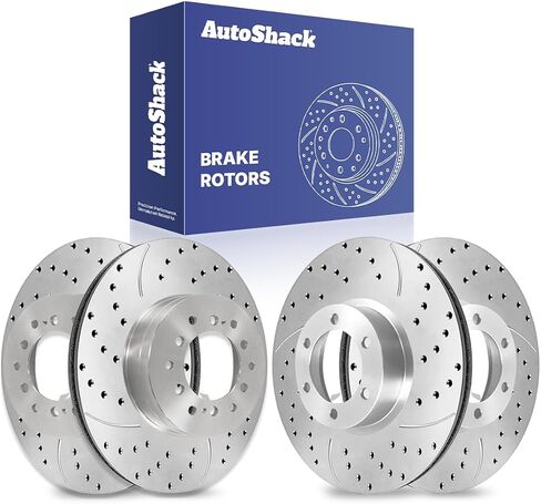 AutoShack Front and Rear Drilled Slotted Brake Rotors Silver Set of 4 Replacement for 2003 2004 2005 2006 2007 2008 2009 Toyota 4Runner 2007-2009 FJ Cruiser 4.0L 4.7L V6 V8 4WD RWD BRKPKG038957 in Saudi Arabia