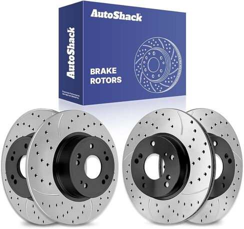 Autoshack Black Hat حفر ودوارات الفرامل المحفورة بالفرامل الأمامية والخلفية للبديل بين 2008-2017 Honda Accord 2015 Civic 1.8L 2.4L 3.0L V6 FWD PR41481PR41259 in Saudi Arabia