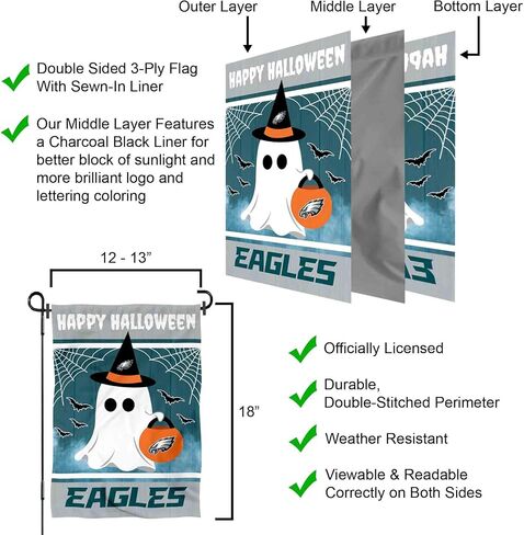Philadelphia Eagles Happy Halloween Garden Flag Double Sided Banner in Saudi Arabia