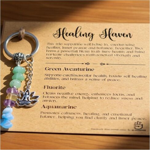 Crystal Keychain The Fortunekey - حظا سعيدا وإيجابية هدية مع شفاء البلورات | هدية ذات مغزى للنساء أو الأمهات أو الأصدقاء لإلهام الثقة والإيمان والقوة لأي مناسبة in Kuwait