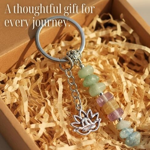Crystal Keychain The Fortunekey - حظا سعيدا وإيجابية هدية مع شفاء البلورات | هدية ذات مغزى للنساء أو الأمهات أو الأصدقاء لإلهام الثقة والإيمان والقوة لأي مناسبة in Kuwait