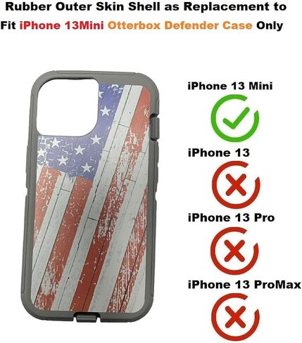 Replacement Rubber Outer Skin Compatible with iPhone 13 Mini Otterbox Defender Series Case (5.4’’-Black) in Saudi Arabia