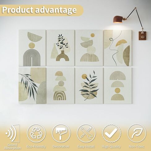 Art3d Soundproof Wall Panels 48"x32", 8-Pack Acoustic Wall Art Panels, Sound Absorbing Decorative Wall Panels for Living Room, Bedroom, Kitchen, Studio, Polyester UV Print in Saudi Arabia