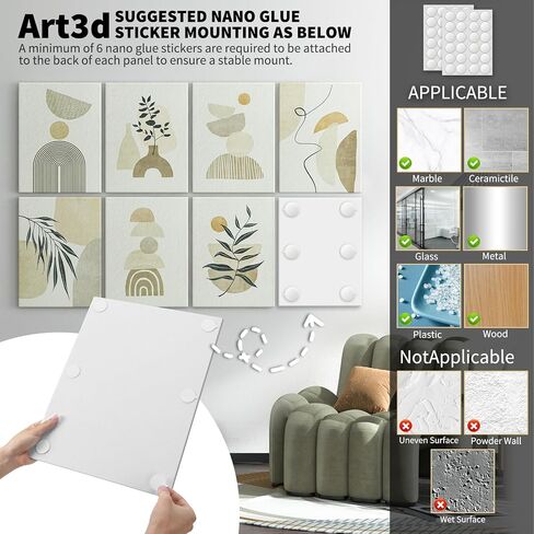 Art3d Soundproof Wall Panels 48"x32", 8-Pack Acoustic Wall Art Panels, Sound Absorbing Decorative Wall Panels for Living Room, Bedroom, Kitchen, Studio, Polyester UV Print in Saudi Arabia