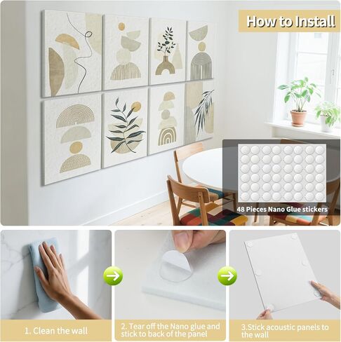 Art3d Soundproof Wall Panels 48"x32", 8-Pack Acoustic Wall Art Panels, Sound Absorbing Decorative Wall Panels for Living Room, Bedroom, Kitchen, Studio, Polyester UV Print in Saudi Arabia