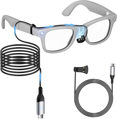 شحن كابل متوافق مع النظارات الذكية Rayban/Oakley Meta-رقاقة تم ترقيتها لشحن مستقر ، متوافق مع Wayfarer ، Skyler ، عناوين رئيسية ، العمل مع بنوك الطاقة والمحولات وهواتف Type-C in Kuwait