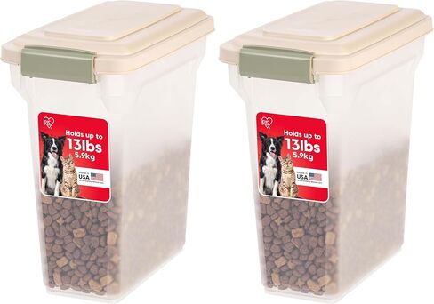 IRIS USA Dog Food Storage Container, Airtight Lid, 2-Cup Scoop, Up to 13 Pounds Pet Food Storage, Versatile Pet Food Bin, Treats, BPA Free, Dark Gray in Kuwait