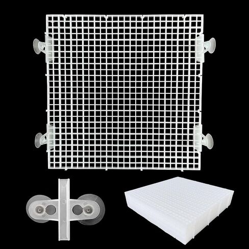 Plastic Aquarium Divider Panel and Fish Tank Lid - Egg Crate Grid for 10/20/55 Gallon Tanks, Adjustable Separator with Suction Cups, Customizable Breeder Cover and Bottom Grate (Black, 8 Pack) in Kuwait