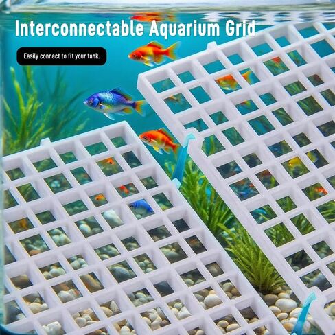 Plastic Aquarium Divider Panel and Fish Tank Lid - Egg Crate Grid for 10/20/55 Gallon Tanks, Adjustable Separator with Suction Cups, Customizable Breeder Cover and Bottom Grate (Black, 8 Pack) in Kuwait