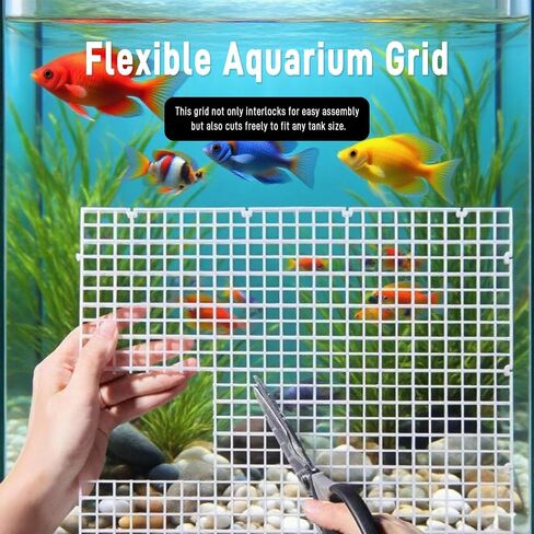 Plastic Aquarium Divider Panel and Fish Tank Lid - Egg Crate Grid for 10/20/55 Gallon Tanks, Adjustable Separator with Suction Cups, Customizable Breeder Cover and Bottom Grate (Black, 8 Pack) in Kuwait
