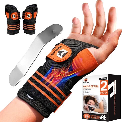 2 Pack Carpal Tunnel Wrist Brace [2025 Upgraded Adjustable Straps & Elastic Thumb Hole] Soft Breathable Night Support Wrist Brace for Pain Relief Tendonitis, Sprain, Arthritis - Left & Right (Size: M) in Saudi Arabia