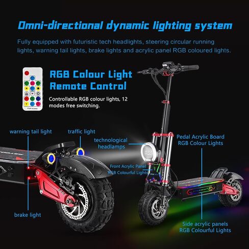 TRBK-M2 72V10000W Dual Drive Off-Road Electric Scooter, 11-inch All-Terrain Tires, 60 mph Top Speed, 35 AH Li-Ion Battery, 60 Mile Range, Hydraulic Brakes/Shock Absorption,Smart Large Screen with Seat in Saudi Arabia