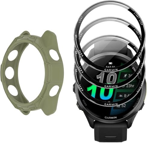 حامي شاشة الساعة +غطاء حالة مشاهدة Garmin Forerunner 970 ، [3-PCS] Film Film Film و TPU 3D و TPU ، مضاد للخلع ، خالي من الفقاعات ، حماية صافية ، صدمة ، صدمة (أسود) in Saudi Arabia