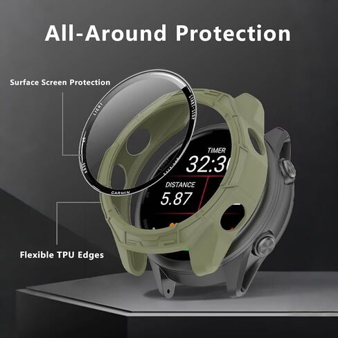 حامي شاشة الساعة +غطاء حالة مشاهدة Garmin Forerunner 970 ، [3-PCS] Film Film Film و TPU 3D و TPU ، مضاد للخلع ، خالي من الفقاعات ، حماية صافية ، صدمة ، صدمة (أسود) in Saudi Arabia