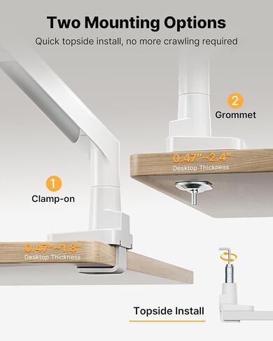monTEK Sleek Aluminum Monitor Arm for 17–57" Ultrawide Screens up to 59 lbs, USB 3.0 A/C, Heavy Duty Single Monitor Arm Desk Mount, Pneumatic Lift, Quick-Release Plate, Clamp/Grommet, Max VESA 100x100 in Saudi Arabia