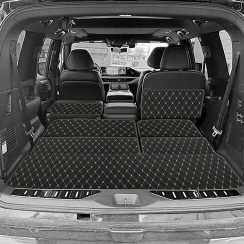 Cargo Liner & Backrest Mat Fit for 2017-2024 Nissan Armada / 11-13 Infiniti QX56 / 2014-2024 QX80 (2nd & 3rd Rows) : All Weather Pu Leather Trunk Mat Protector Waterproof Cargo Liner in Saudi Arabia