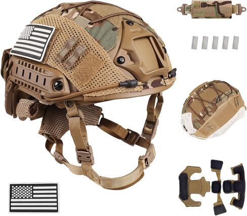 Adjustable Tactical Helmet with Counterweight Pouch & Cover for Airsoft, Cosplay, Military Gear in Saudi Arabia