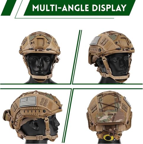 Adjustable Tactical Helmet with Counterweight Pouch & Cover for Airsoft, Cosplay, Military Gear in Saudi Arabia