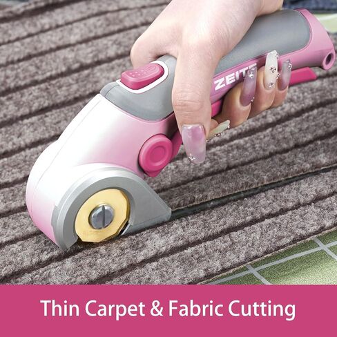 ZEITE 4V Cordless Scissors,Electric Cardboard Box Cutter with Titanium Coated HSS Blades,Rotary Cutter with Safety Lock for Leather Carpet Fabric Cutting,Sewing,Crafting,Storage Case in Kuwait