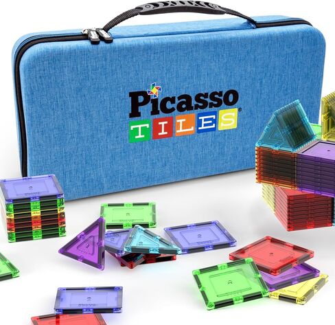 Picassotiles لعبة حمل CASE STORAGE BOX Organizer حقيبة سفر محمولة مقاومة للماء أكسفورد للأطفال من البلاط المغناطيسي البلاط الجذري كتل بناء المغناطيس شخصية in Kuwait