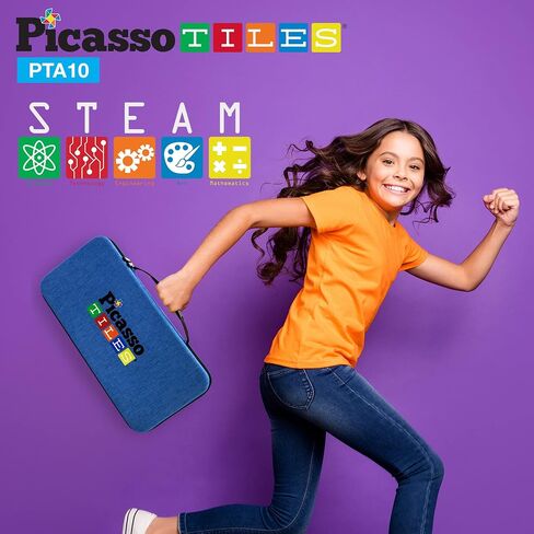 Picassotiles لعبة حمل CASE STORAGE BOX Organizer حقيبة سفر محمولة مقاومة للماء أكسفورد للأطفال من البلاط المغناطيسي البلاط الجذري كتل بناء المغناطيس شخصية in Kuwait