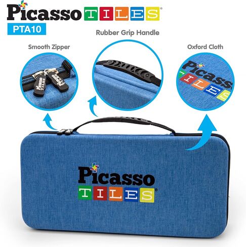 Picassotiles لعبة حمل CASE STORAGE BOX Organizer حقيبة سفر محمولة مقاومة للماء أكسفورد للأطفال من البلاط المغناطيسي البلاط الجذري كتل بناء المغناطيس شخصية in Kuwait