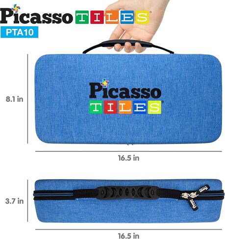 Picassotiles لعبة حمل CASE STORAGE BOX Organizer حقيبة سفر محمولة مقاومة للماء أكسفورد للأطفال من البلاط المغناطيسي البلاط الجذري كتل بناء المغناطيس شخصية in Kuwait