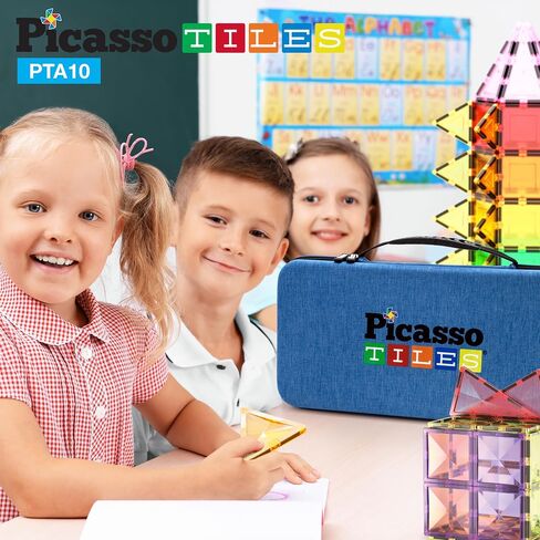 Picassotiles لعبة حمل CASE STORAGE BOX Organizer حقيبة سفر محمولة مقاومة للماء أكسفورد للأطفال من البلاط المغناطيسي البلاط الجذري كتل بناء المغناطيس شخصية in Kuwait