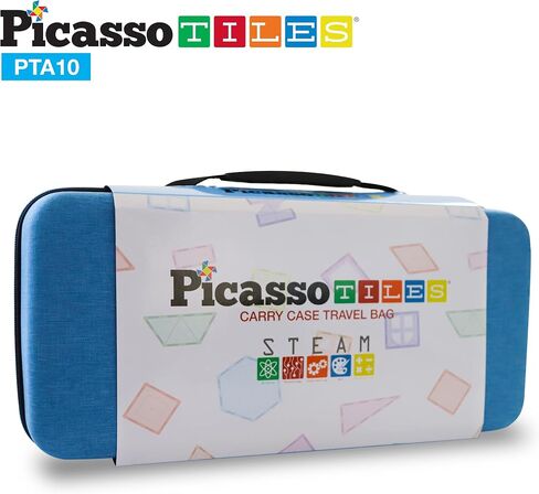 Picassotiles لعبة حمل CASE STORAGE BOX Organizer حقيبة سفر محمولة مقاومة للماء أكسفورد للأطفال من البلاط المغناطيسي البلاط الجذري كتل بناء المغناطيس شخصية in Kuwait