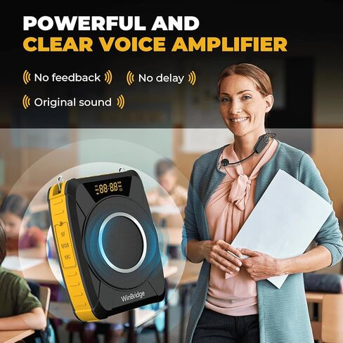 Voice Amplifier with Wireless Microphone Headset – Waterproof Portable Speaker Microphone with TWS Stereo, SOS, Recording – Rechargeable Bluetooth 5.0 PA System for Teachers, Coaches, Tour Guides in Kuwait