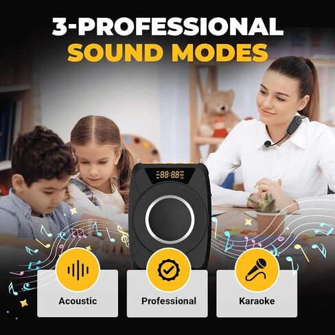 Voice Amplifier with Wireless Microphone Headset – Waterproof Portable Speaker Microphone with TWS Stereo, SOS, Recording – Rechargeable Bluetooth 5.0 PA System for Teachers, Coaches, Tour Guides in Kuwait
