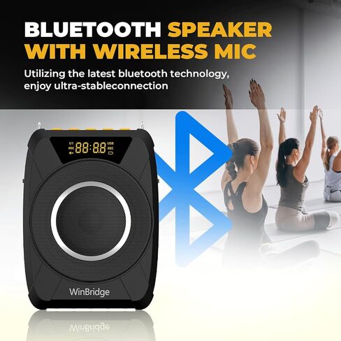 Voice Amplifier with Wireless Microphone Headset – Waterproof Portable Speaker Microphone with TWS Stereo, SOS, Recording – Rechargeable Bluetooth 5.0 PA System for Teachers, Coaches, Tour Guides in Kuwait
