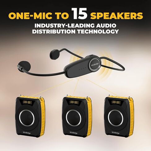 Voice Amplifier with Wireless Microphone Headset – Waterproof Portable Speaker Microphone with TWS Stereo, SOS, Recording – Rechargeable Bluetooth 5.0 PA System for Teachers, Coaches, Tour Guides in Kuwait